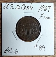 1867  Two-Cent  F