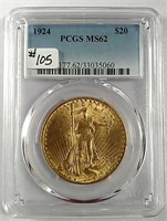 1924  $20 Gold  St. Gaudens  PCGS MS-62