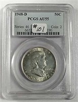 1948-D  Franklin Half Dollar  PCGS AU-55