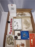 Box of Jewelry - Faux Pearl Necklaces, Older Set