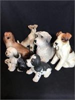 6 Vintage Ceramic And Pottery Dogs