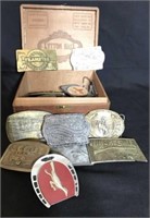 Cigar Box Of Vintage Belt Buckles