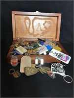 Cigar Box Full Of Vintage Key Chains