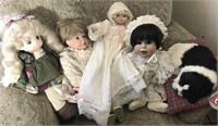 Porcelain And Stuffed Dolls