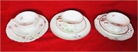 3 Bavarian Teacup, Saucer And Dessert Plate Sets
