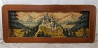 Black Forest Castle Mountainscape Wood Carving