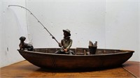 Fishing Boat / Fishing Man / Bucket of Fish / Dog