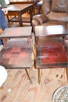 PAIR OF CHECKER BOARD MID CENTURY MODERN END