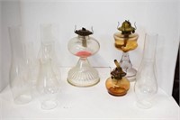 3 OIL LAMPS AND PARTS