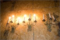 3 SOLID BRASS CANDELABRA WALL SCONCE