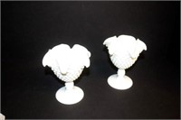 PAIR OF MILK GLASS COMPOTES