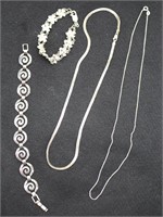 Sterling Silver Necklaces & (2) Bracelets