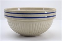 Stoneware Pottery Striped & Ribbed Bowl