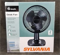New 6 Inch Sylvania Desk Fan 451253 White