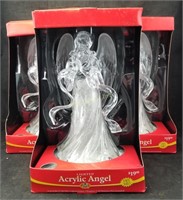 3 New Lighted Acrylic Angel Yule Rite Figurines