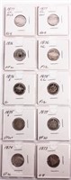 Coin 10 Seated Liberty Dimes Good to VF