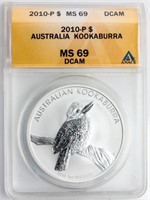 Coin 2010-P Australia Kookaburra ANACS MS69