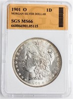 Coin 1901-O Morgan Silver Dollar SGS MS66