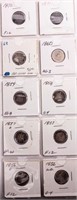 Coin 10 Seated Liberty Dimes A. Good to VF