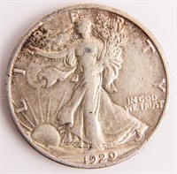Coin 1929-S Walking Liberty Half Dollar Choice XF