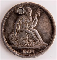 Coin 1837 No Stars Seated Dime Rare!