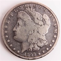 Coin 1893-S Morgan Silver Dollar VG RARE!