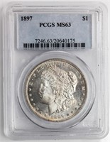 Coin 1897 Morgan Silver Dollar PCGS MS63