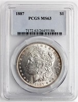 Coin 1887 Morgan Silver Dollar PCGS MS63