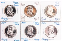 Coin 6 Proof Franklin Half Dollars