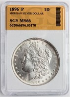 Coin 1896  Morgan Silver Dollar SGS MS66