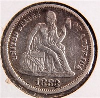 Coin 1883 Seated Liberty Dime in Fine to Very Fine