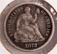 Coin 1872 Seated Half Dime Very Good