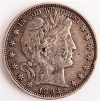 Coin 1892 Barber Half Dollar in Very Fine