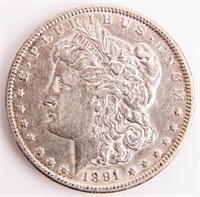 Coin 1891-CC Morgan Silver Dollar in Choice XF
