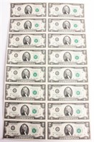 Coin Uncut Sheet $2 U.S. Currency 16 Notes