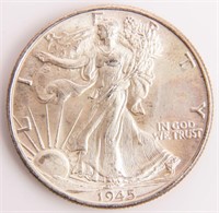 Coin 1945 Walking Liberty Half Dollar Gem B.U.