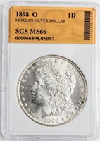 Coin 1898-O Morgan Silver Dollar SGS MS66