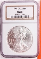 Coin 1996 American Silver Eagle NGC MS68