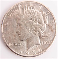 Coin 1934-S Peace Silver Dollar Choice EF