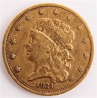Coin 1834 $5 Gold Classic  Rare U.S. Gold
