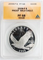 Coin 2008 Proof Bald Eagle ANACS PF68