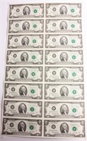 Coin Uncut Sheet $2 Star Notes $32 Face.