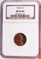 Coin 1936-S Lincoln Cent NGC MS66 RD