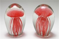 Murano Manner Egg-Form Jellyfish Paperweights, 2