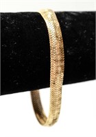14K Italian Gold Flat-Link Concave Convex Bracelet