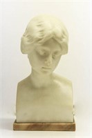 Signed Suteur, Carrara Marble Bust - Young Woman