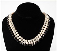 14K Gold Diamonds Black & White Pearls Necklaces 3