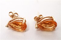 14K Yellow Gold Pear-Cut Citrine Earrings
