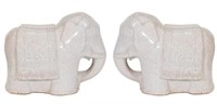Crackle Glaze Elephant Ceramic Garden Stools, Pr