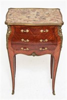 Louis XV  Manner Marble Top Bombe Side Table